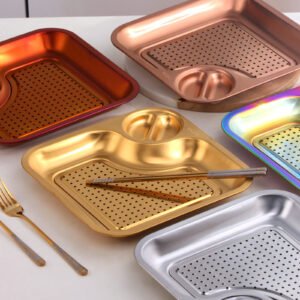 Gold Stainless Steel Serving Plate